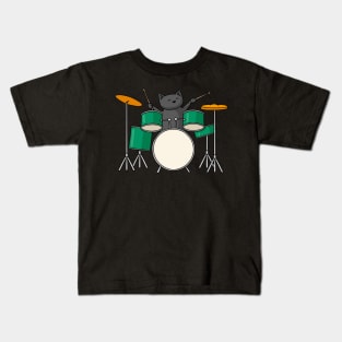 Drummer Cat Kids T-Shirt